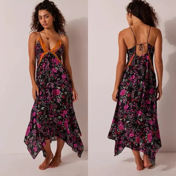 Free People | Dresses | Free People There She Goes Printed Maxi Slip |  Poshmark